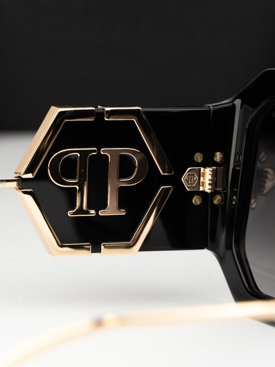 Philipp Plein Women Sunglasses Black Grey Grad Square SPP067 0700 NEW AUTHENTIC main image 8